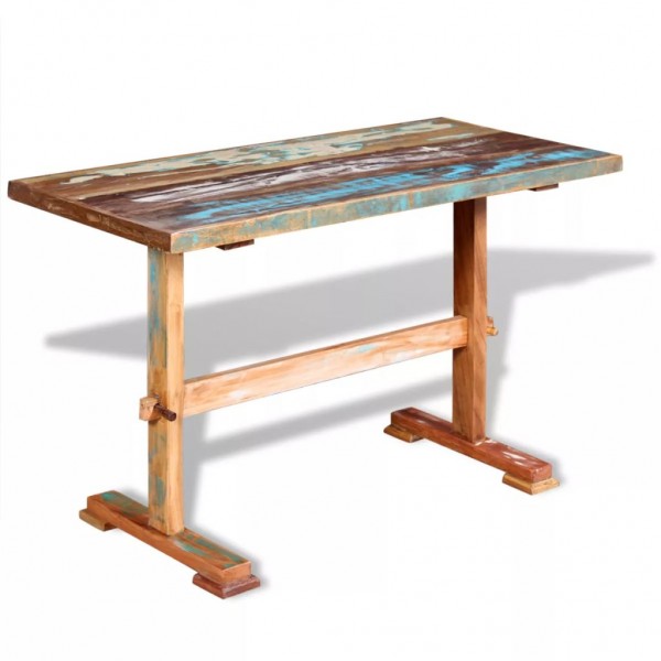 Mesa de jantar com pedestal madeira maciça reciclada 120x58x78 cm D
