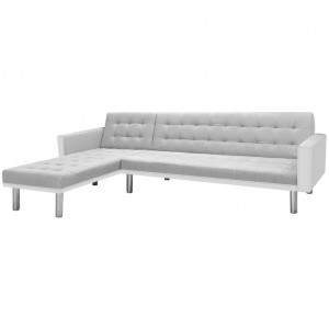 Sofá cama de esquina tela blanco y gris 218x155x69 cm D