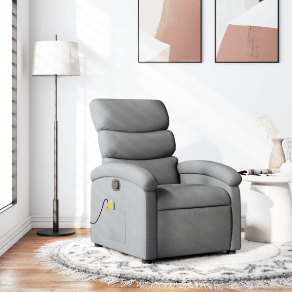 Assento de massagem reclinável de tecido cinza claro D