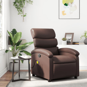 Sillón de masaje reclinable cuero sintético marrón D