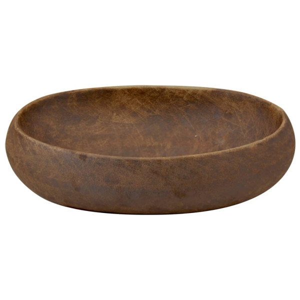 Lavatório de bancada oval de cerâmica marrom 59x40x15 cm D