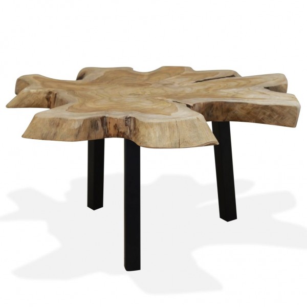 Mesa de centro de madera de teca genuina 80x70x38 cm D