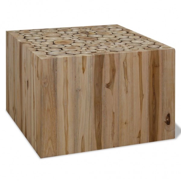 Tabela de centro de madeira de teca genuína 50x50x35 cm D