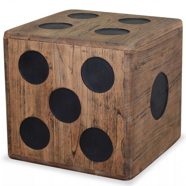 Caja de almacenamiento madera mindi 40x40x40 cm diseño de dado D