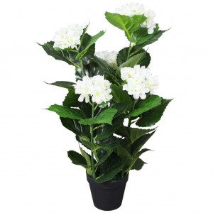 Planta artificial hortensia con macetero 60 cm blanca D