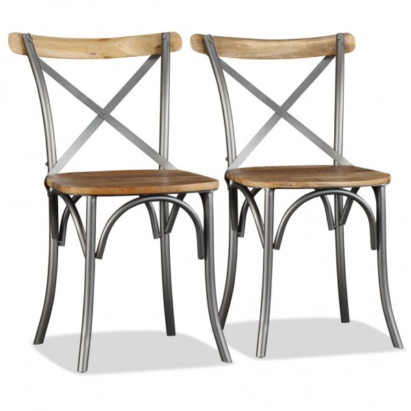 Cadeiras de jantar 2 unidades madeira maciça de mangue D