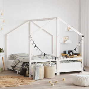 Estructura de cama de niños madera de pino blanco 2x(80x160) cm D
