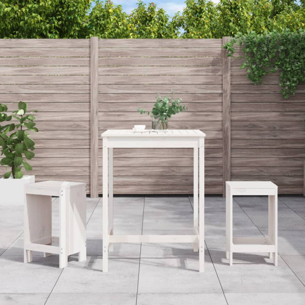 Set de mesa e bancos alto jardim 3 pzas madeira de pinho branco D