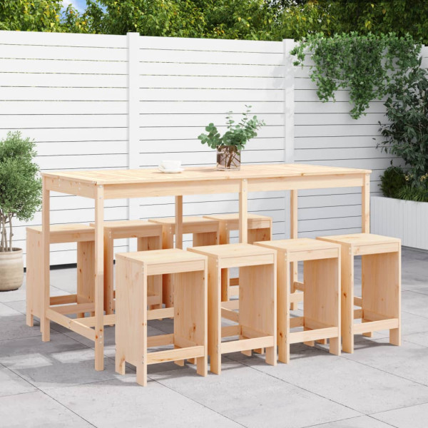 Conjunto de mesa e bancos alto jardim 9 pzas madeira maciça pinheiro D