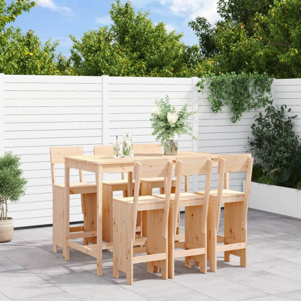 Conjunto de mesa e bancos alto jardim 7 pzas madeira maciça pinheiro D