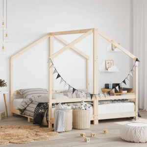 Estructura de cama de niños madera maciza de pino 2x(80x160) cm D