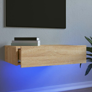 Mueble de TV con luces LED roble Sonoma 60x35x15.5 cm D