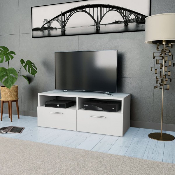 Mueble para televisión madera contrachapada blanco 95x35x36 cm D