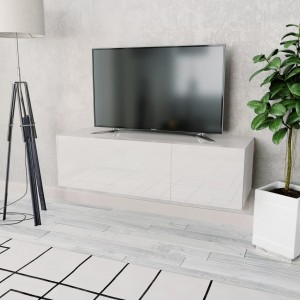 Mueble para TV madera contrachapada blanco brillo 120x40x34 cm D