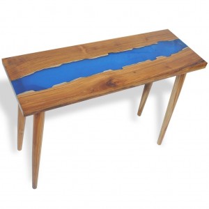 Mesa consola de teca y resina 100x35x75 cm D