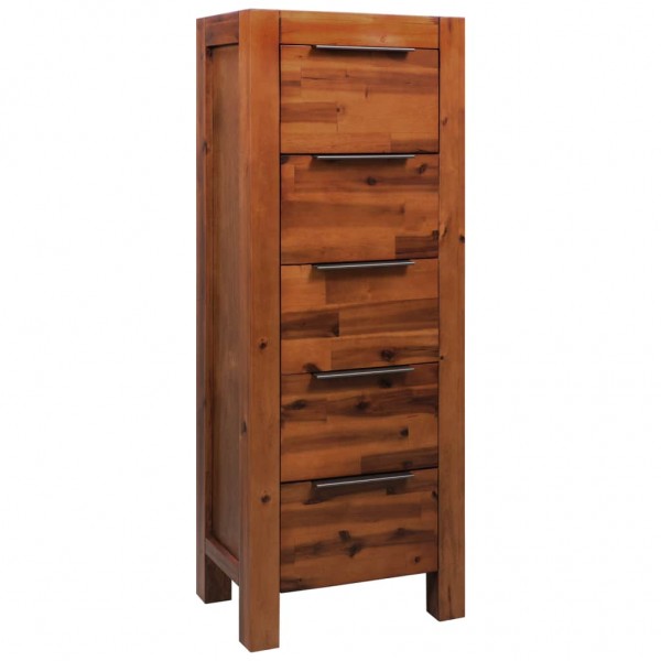Mueble de cajones madera acacia maciza 45x32x115 cm D