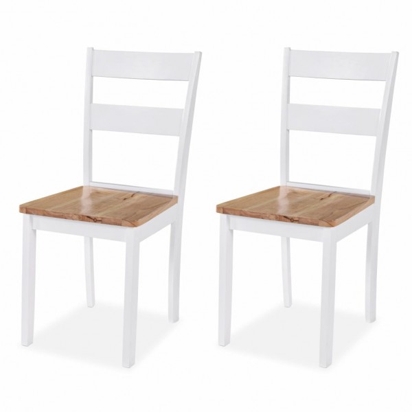 Cadeiras de jantar 2 unidades madeira maciça de borracha branca D