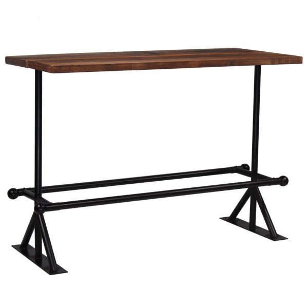 Mesa de bar madera maciza reciclada marrón oscuro 150x70x107 cm D