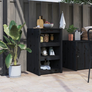 Mueble de cocina exterior madera maciza pino negro 55x55x92 cm D