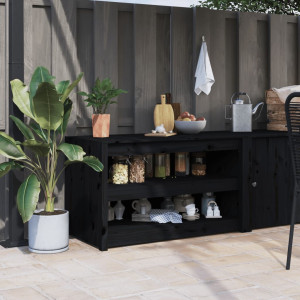 Mueble de cocina exterior madera maciza pino negro 106x55x64 cm D