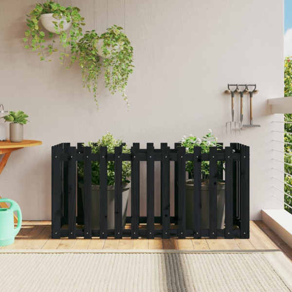 Arraial elevado jardim com vedação madeira de pinho preto 150x50x70cm D