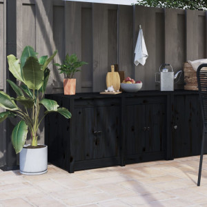 Mueble de cocina exterior madera maciza pino negro 106x55x64 cm D