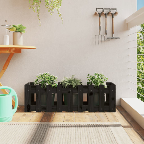 Ariate elevado jardim com vedação madeira de pinho preto 100x30x30cm D