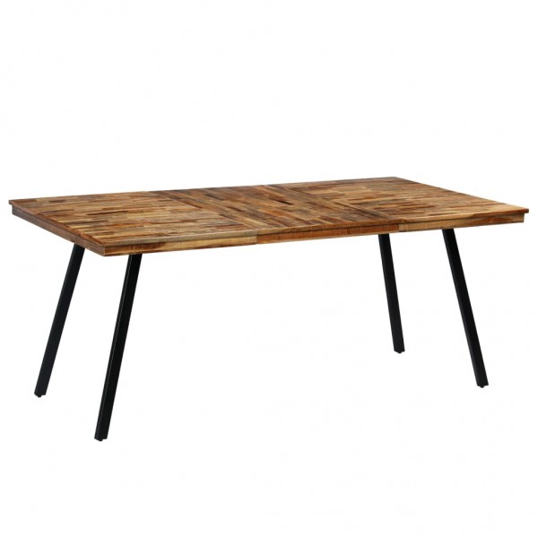 Mesa de jantar de teca reciclada e aço 180x90x76 cm D