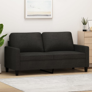 Sofá de 2 plazas de tela negro 140 cm D