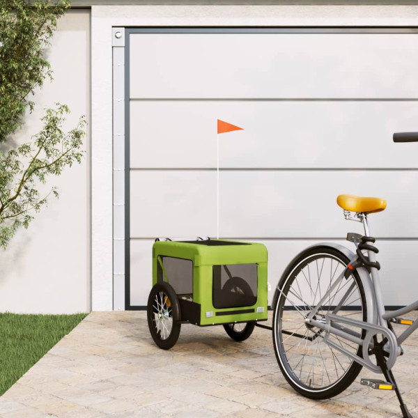 Remolque de bicicletas para cães tecido Oxford verde preto ferro D