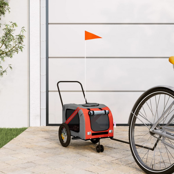 Remolque de bicicletas para cães tela de ferro Oxford laranja preto D