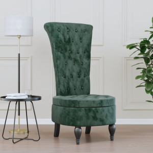 Sillón de respaldo alto con botones terciopelo verde oscuro D