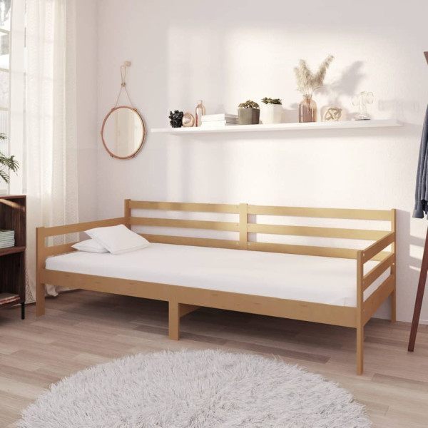 Sofá -cama e colchão de madeira marrom sólido mel 90x200 cm D