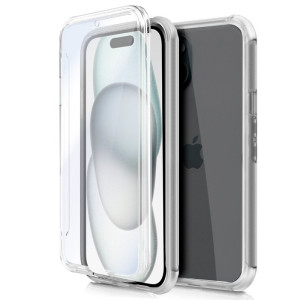 Funda COOL Silicona 3D para iPhone 15 (Transparente Frontal + Trasera) D
