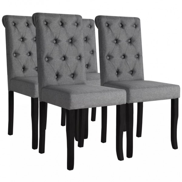Cadeiras de jantar 4 unidades tecido cinza escuro D