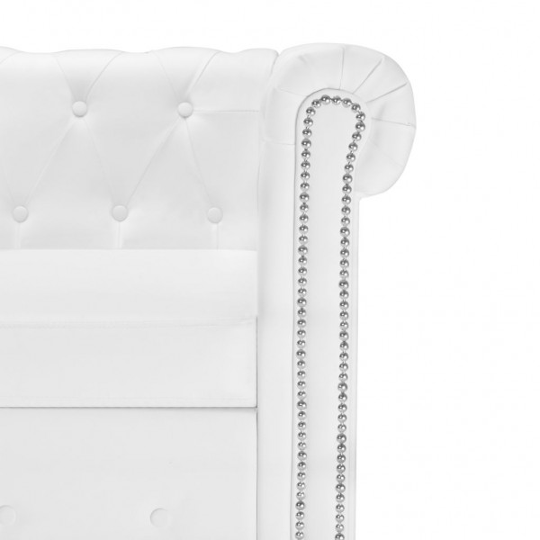Sofá Chesterfield em forma de L couro artificial branco M 5