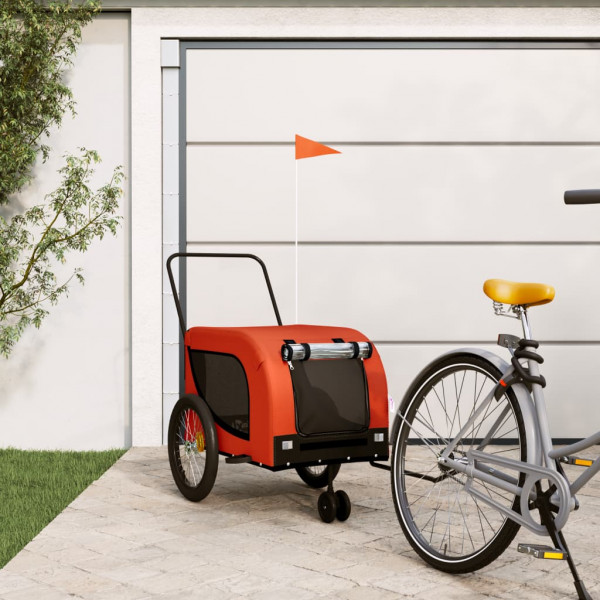 Remolque de bicicletas para cães tela de ferro Oxford laranja preto D