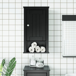 Mueble de pared baño BERG madera maciza pino negro 40x27x71.5cm D