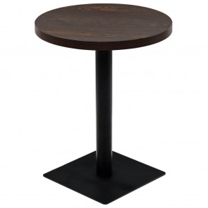 Mesa bar bistrô redonda em aço e MDF cinza escuro 60x75 cm D