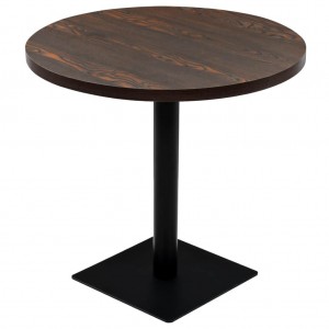 Mesa de bar bistró MDF y acero redonda fresno oscuro 80x75 cm D