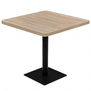 Mesa bar bistrô quadrada em MDF e aço na cor carvalho 80x80x75 cm D