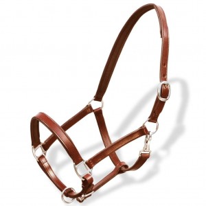 Ronzal/Cabestro de Cuero Marrón Ajustable Para Caballo Percherón D