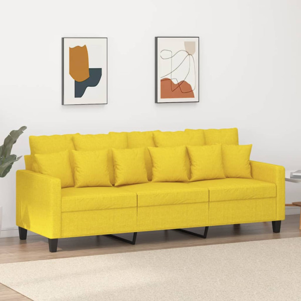 Sofá de 3 lugares de tecido amarelo claro 180 cm D