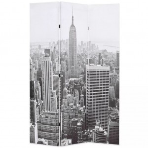 Biombo divisor dobrável 120x170 cm Nova York preto e branco D