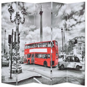 Biombo divisor plegable 200x170 cm bus Londres blanco y negro D