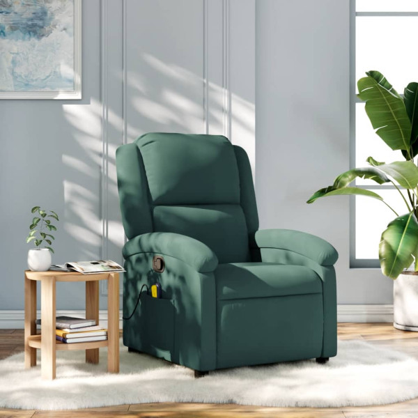 Sillón de masaje reclinable de terciopelo verde oscuro D