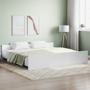 Estructura de cama con cabecero y piecero blanco 180x200 cm D