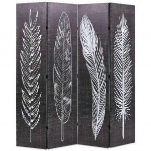 Biombo divisor plegable 160x170 cm plumas blanco y negro D