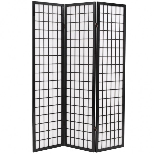 Biombo plegable con 3 paneles estilo japonés 120x170 cm negro D