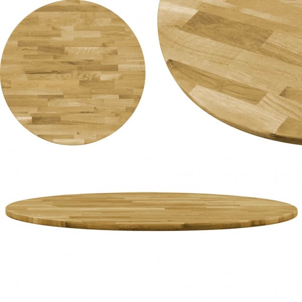 Superfície de mesa redonda madeira maciça de carvalho 23 mm 600 mm D